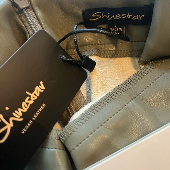 Shinestar Olive Faux Leather Mini Skirt - Picture 2 of 2